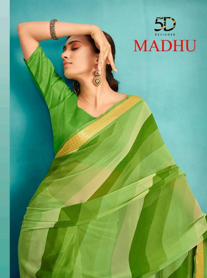MADHU Designer Fancy Ethnic Wear Georgette Printed Saree Collection